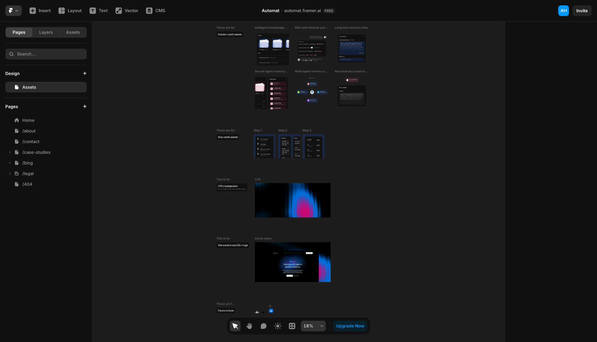 Customizable visual assets built natively in Framer available in the Assets design page.