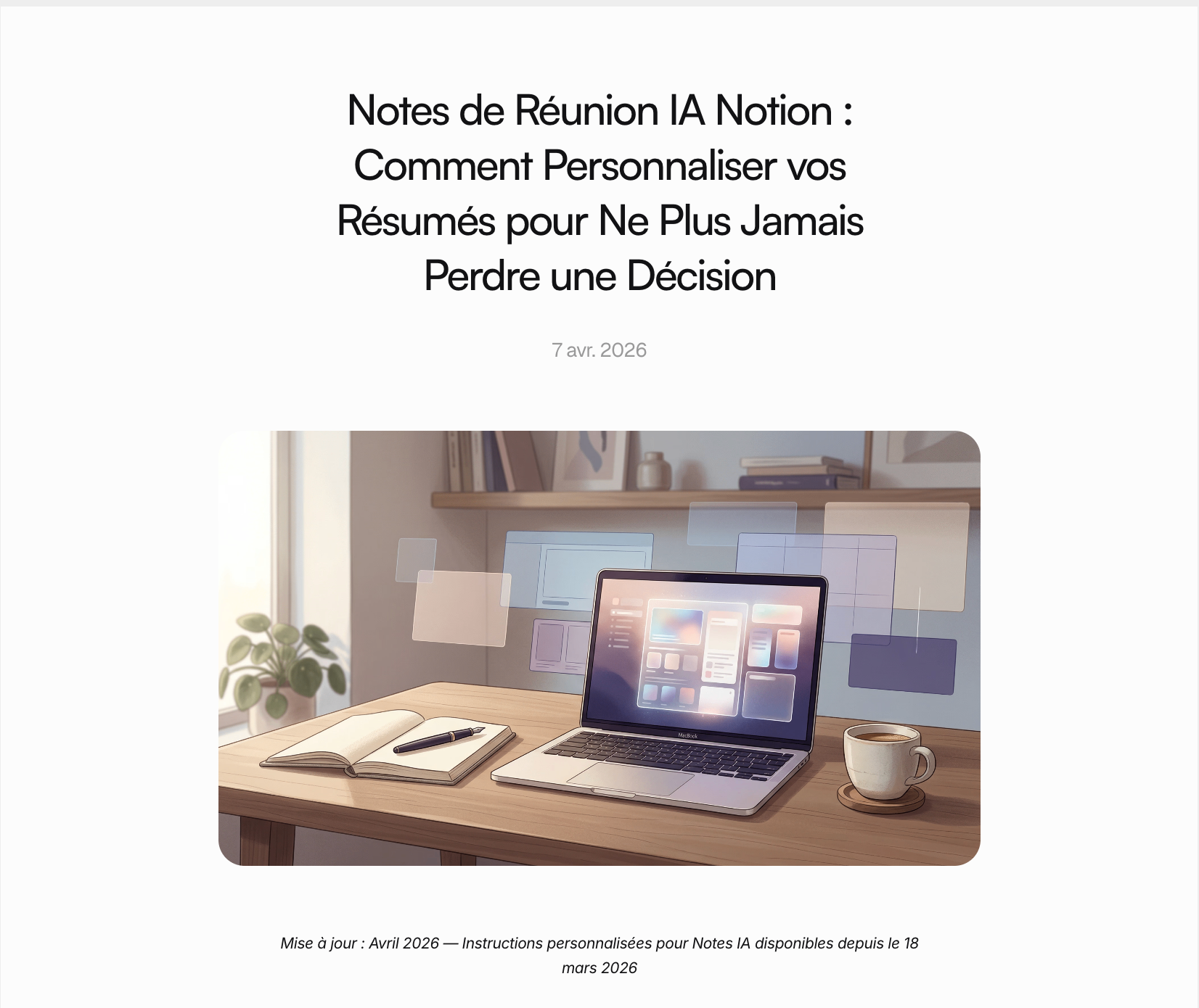 Framer CMS Detail Page rendering a full Notion AI blog article with cover and content