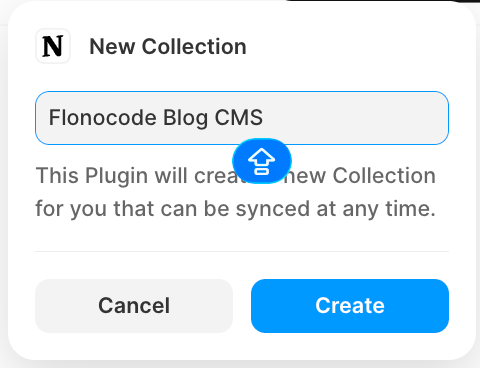 Creating and naming a new Notion CMS collection in Framer