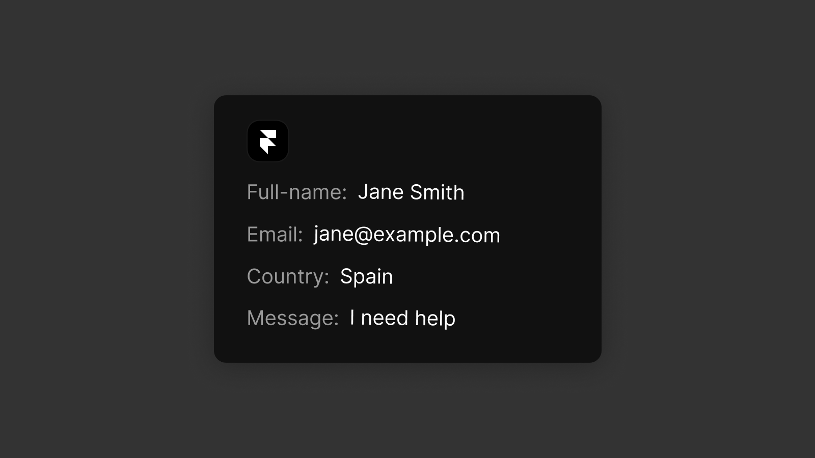 Email with form data example