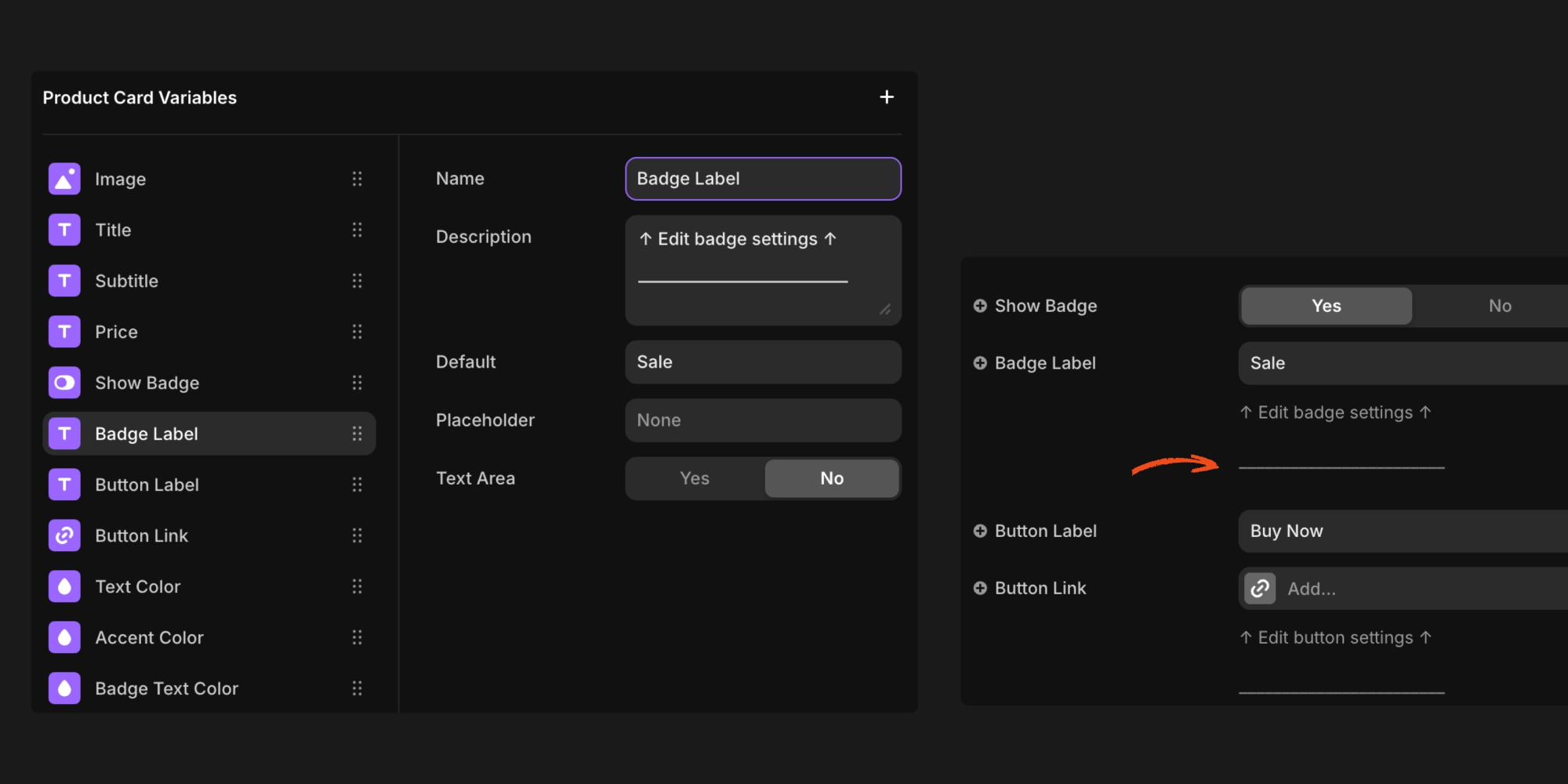 Example use of descriptions as visual dividers