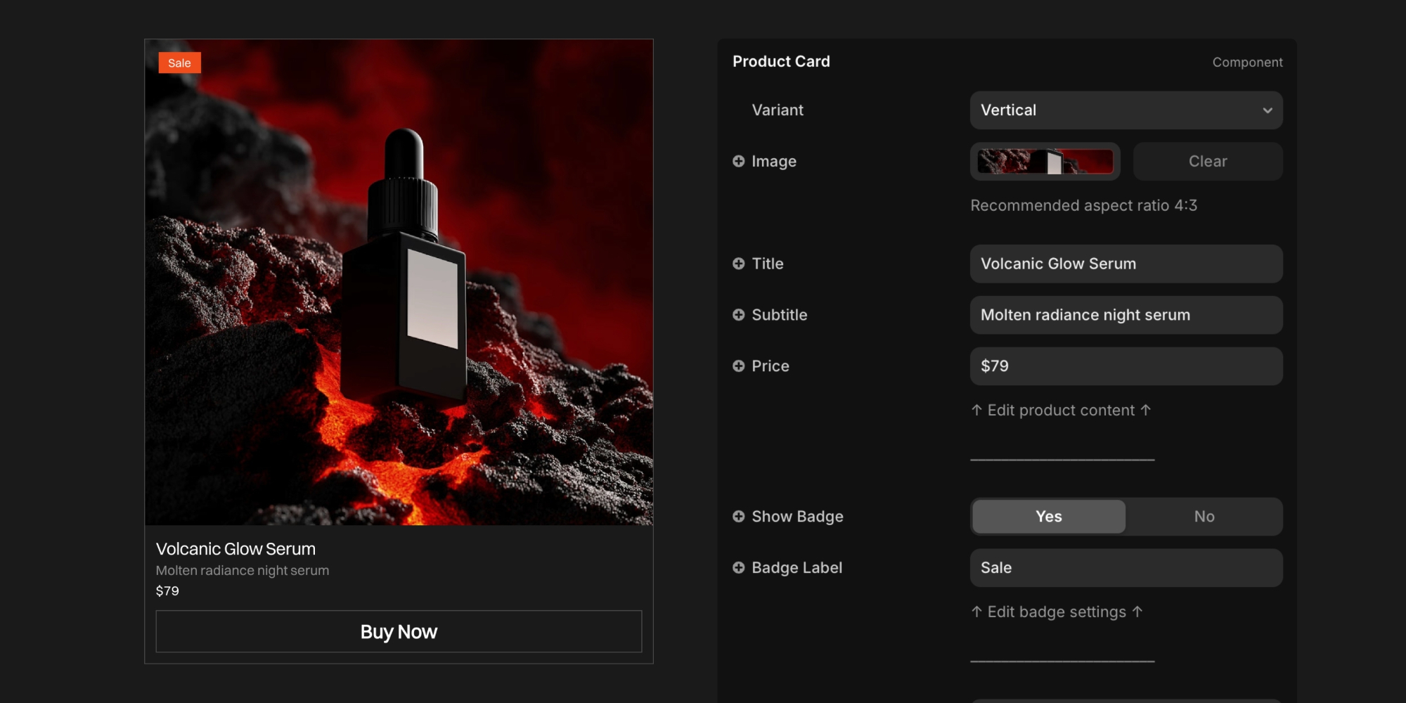 Example of a neat component panel