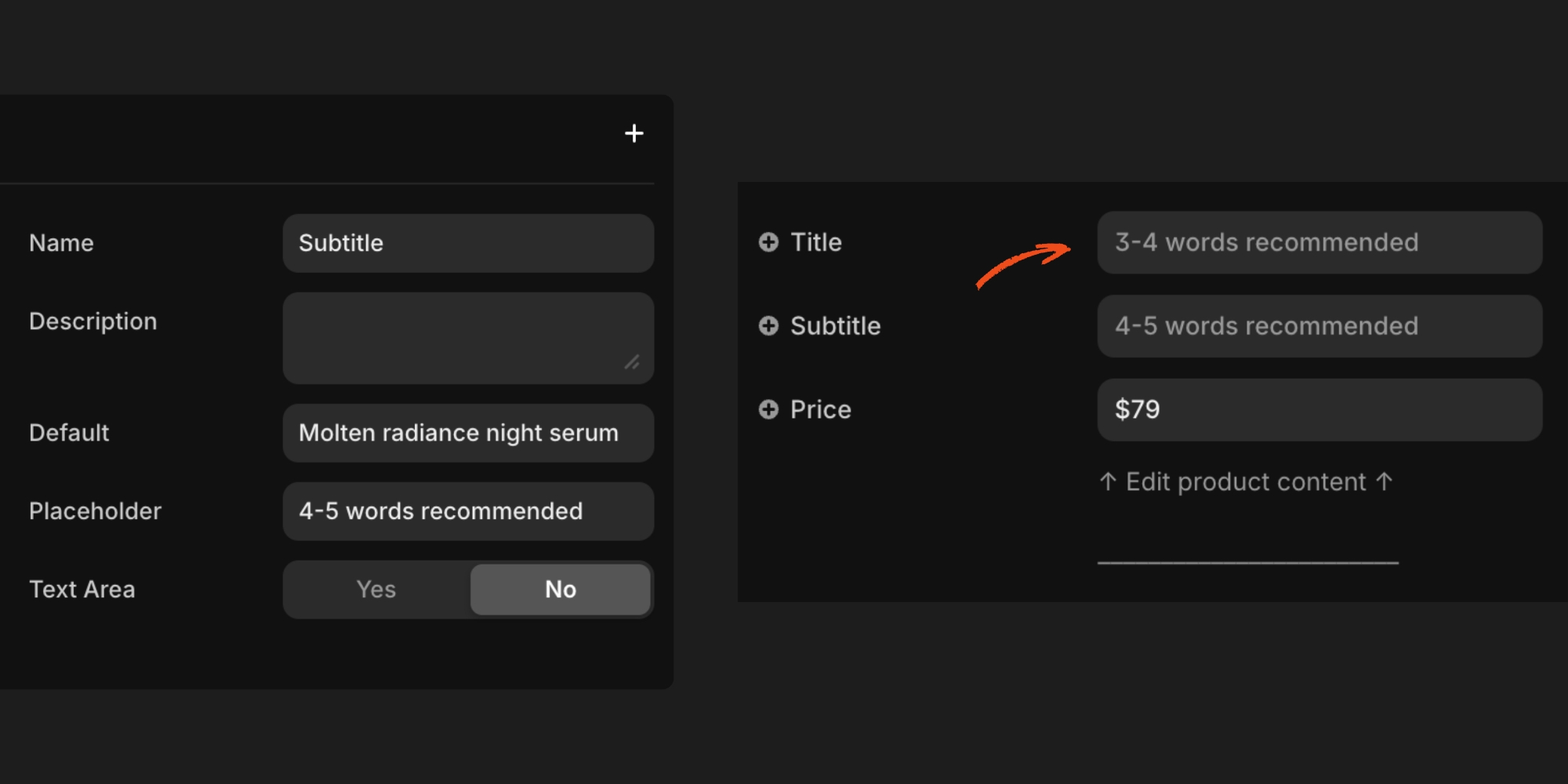 Example use of placeholders