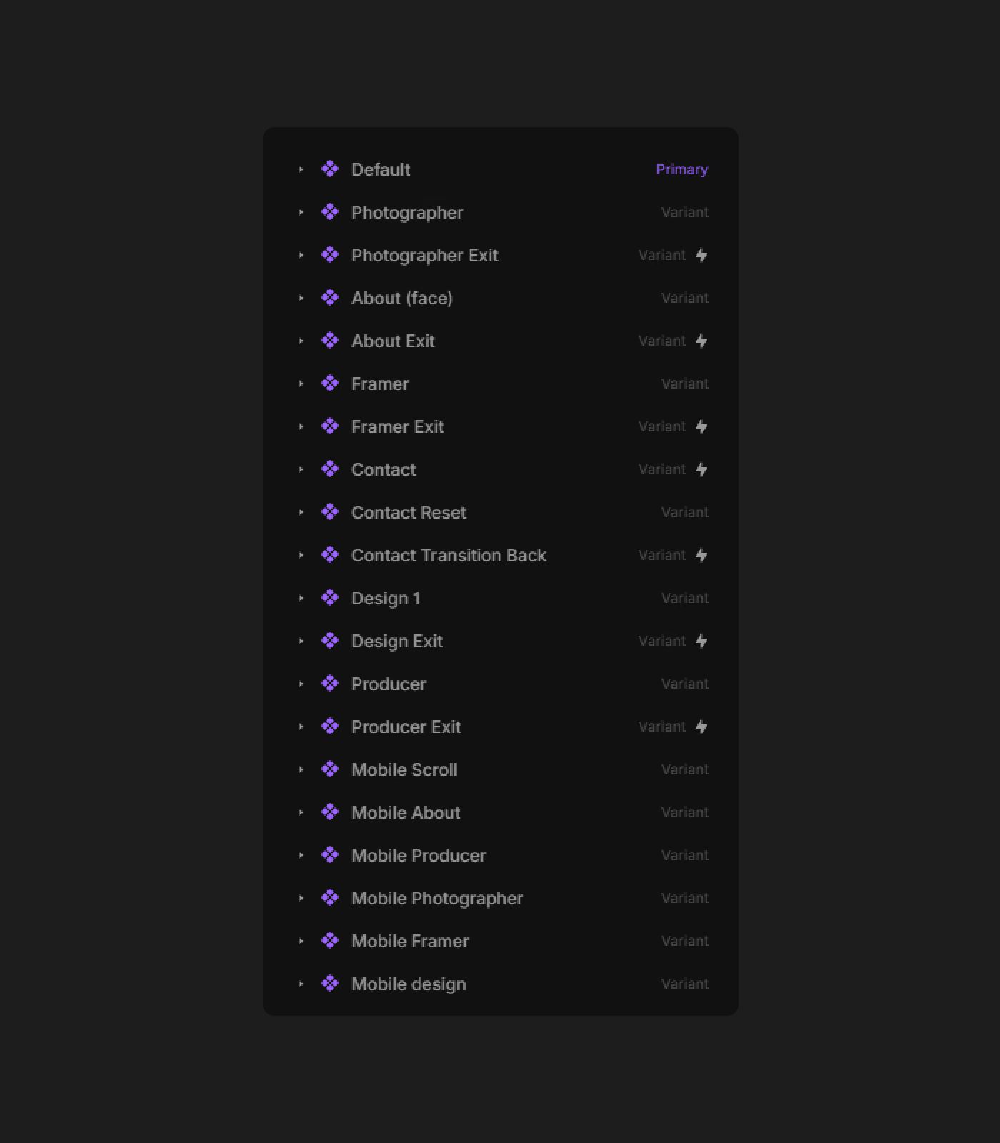 Multiple variants within the main component