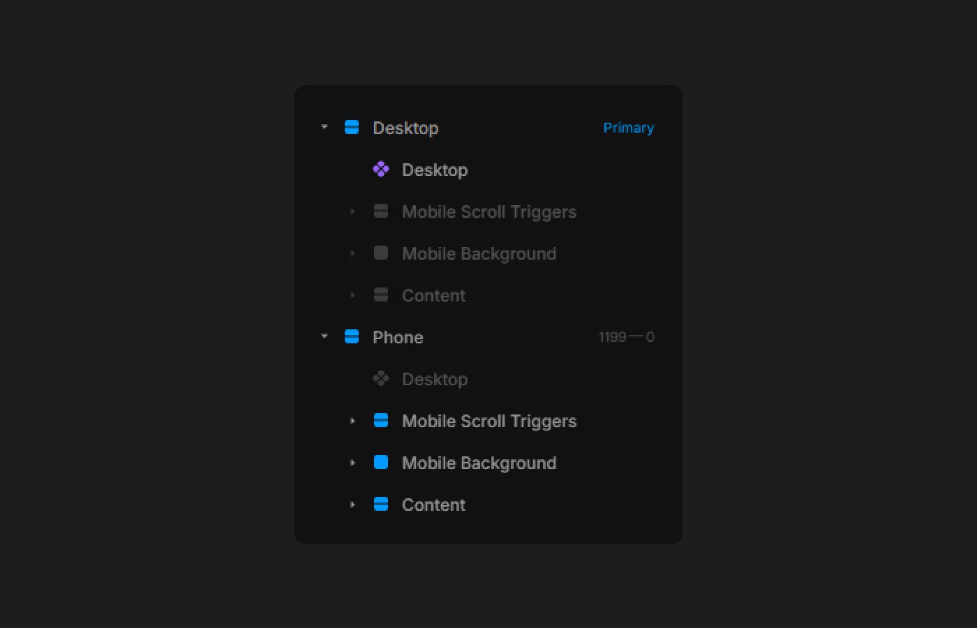 The desktop breakpoint is made of one main component