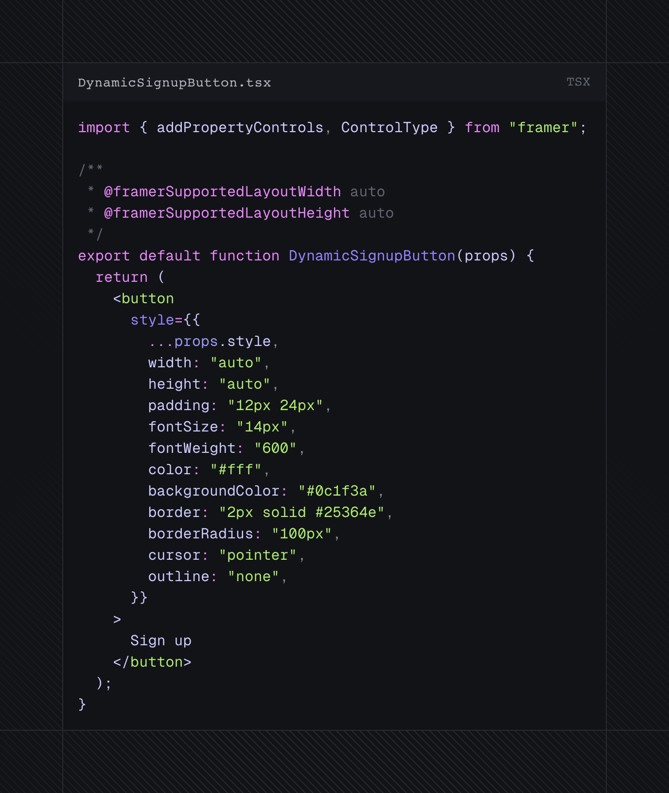 The CSS code to get our button's UI
